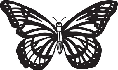 Butterfly sketch cartoon black simple Outline vector illustration