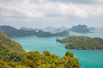 Wall Mural - tropical paradise,Bird eye view of Angthong national marine park, koh Samui, Suratthani, Thailand.