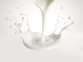 Wall Mural - pour of milk with a splash suspended in mid-air. Generative A.I.