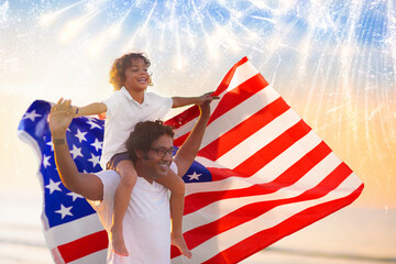 American family celebrating 4th of July