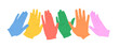 © Dedraw Studio - Diverse people hand doing high five gesture together. Modern hands cartoon illustration of business partner team, friend group or success celebration concept.