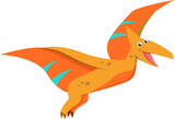Fototapeta Dinusie - orange and blue flying dinosaur cartoon 