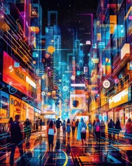 Wall Mural - Unleash the power of business patterns and vibrant colors in an eye-catching image that captures the essence of modern business and social media - generated AI