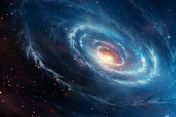 Canvas Print - Spiral of the universe. Glowing galaxy. Space background. AI generated, human enhanced