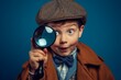 Boy with a magnifying glass. Investigation concept. AI generated, human enhanced