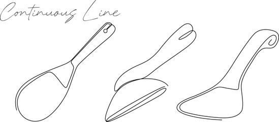 Rice scoop continuous line drawing bundle set