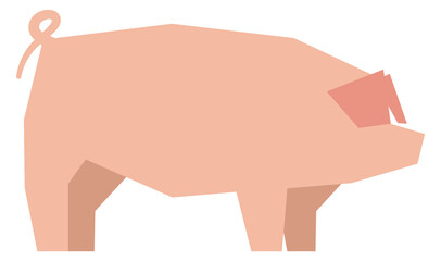 Canvas Print - Pig icon. Pink farm animal in polygonal style