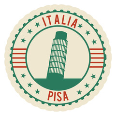 Wall Mural - Round international postal stamp. Italia travel label