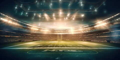 Wall Mural - AI Generated. AI Generative. American football rugby arena stadium competition tournament. Fit game sport inspirational vibe. Graphic Art