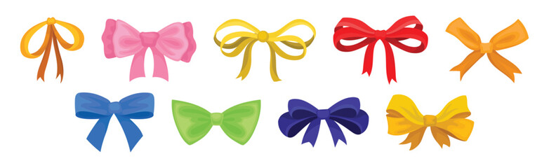 Canvas Print - Colorful Ribbon Bow as Decorative Knot Vector Set