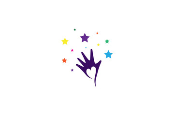 Wall Mural - creative logo concept of love hand reach dream with star decoration