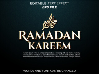 Wall Mural - ramadan text effect, font editable, typography, 3d text. vector template