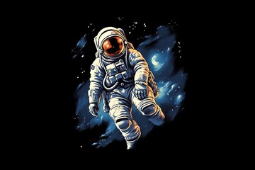 View of astronaut in space with stars in background, generative ai