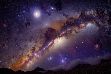 Wall Mural - the Milky Way galaxy and stars in a dark night sky. Generative AI