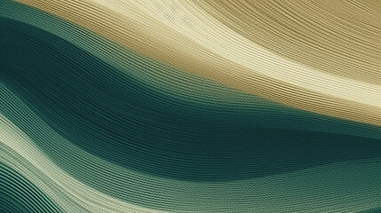 Aufkleber - A abstract green and beige background with wavy lines. Generative ai