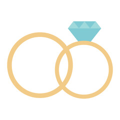 Wall Mural - Wedding rings. Vector rings with turquoise diamond.