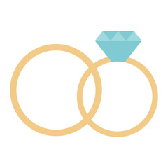 Wall Mural - Wedding rings. Vector rings with turquoise diamond.