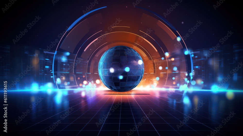Generating AI illustration of a glowing transparent sphere with the ...