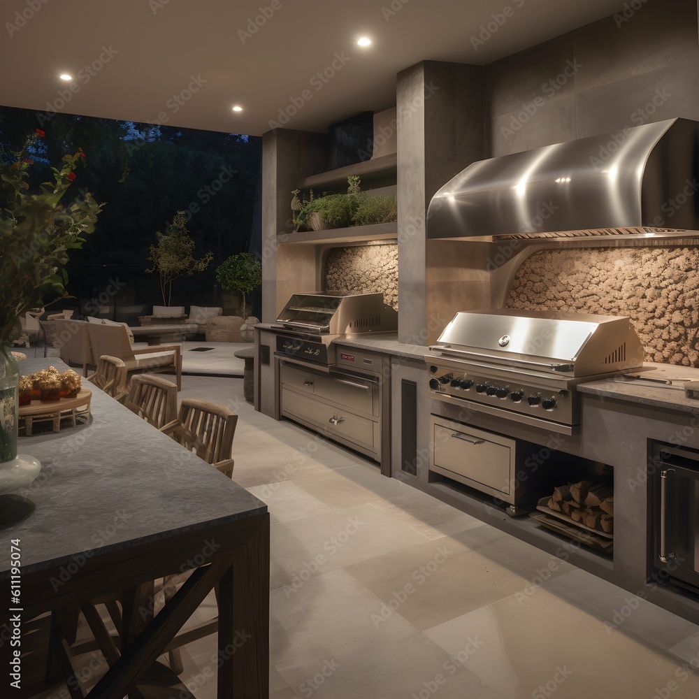 Image showcasing Custom outdoor kitchen area designs for the modern high-end custom home ...