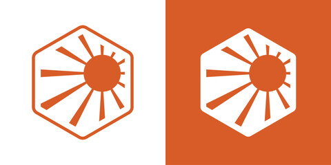 Wall Mural - logo design abstract sunset in hexagon icon vector illustration