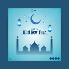 Wall Mural - Vector illustration of Hijri New Year social media story feed mockup template