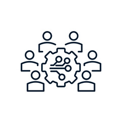 The concept of a group of programmers. Vector icon isolated on white background.