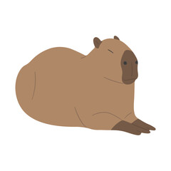 capybara single 4 cute on a white background, vector illustration.