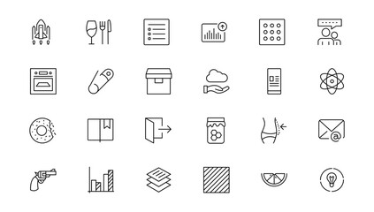 Wall Mural - Set of thin line web icon set, simple outline icons collection, Pixel Perfect icons, Simple vector illustration