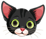 Fototapeta  - Cute Kitten Head in Cartoon Style