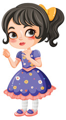 Poster - Cute Girl in a Dress Cartoon Character