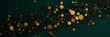 Anniversary dark green and gold color background with falling confetti and light effects.  Generative AI.