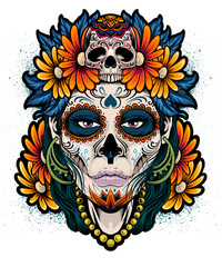 Wall Mural - DIA DE LOSS MUERTOS TSHIRT DESIGN TRANSPARENT READY TO PRINT