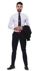 Poster - Portrait, fashion and business man standing isolated on a transparent png background. Confident, corporate and model, professional or entrepreneur from Australia in stylish, trendy and classy clothes