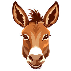 Sticker - Head of donkey in shades of brown portrait illustration isolated - Generative AI