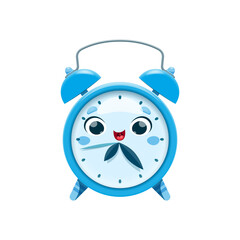 Poster - Cartoon alarm clock, school character or education mascot, vector happy funny smile. Back to school or kids student study, cute cartoon alarm clock with face, school comic stationery for education