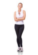 © Adv RT Team Jun/peopleimages.com - Fitness, full body and portrait of a woman with gym clothes for exercise, proud workout and wellness. Happy female model with crossed arms for confidence isolated on a transparent png background