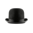 Black bowler hat isolated on transparent or white background, png