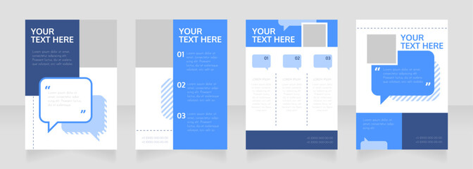Mass media blank brochure layout design. Service info. Vertical poster template set with empty copy space for text. Premade corporate reports collection. Editable flyer paper pages