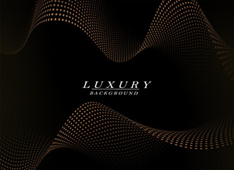 Wall Mural - Isolated wave patterns in brown shade on black design