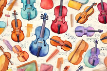 Music Instruments. Watercolor Illustration