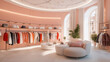 © vectorizer88 - luxury and fashionable brand new interior of cloth store. Generative Ai