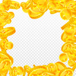 © Begin Again - Japanese yen coins falling. Scattered gold JPY