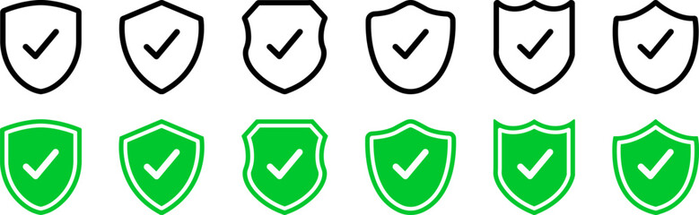 shield check mark icon. shield with a checkmark in the middle protection icon. shield check mark log