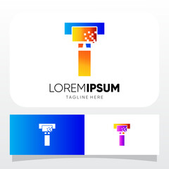 Letter T Computer Monitor Display Logo Design Vector Icon Graphic Emblem Illustration