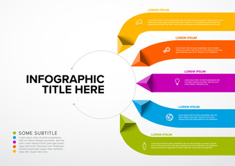 Sticker - Vector multipurpose Infographic template with five stripes and triangle arrows elements