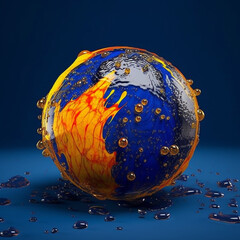 Aufkleber - An abstract surreal photograph of a Lapis lazuli splashed in bright paint.  Generative AI technology.