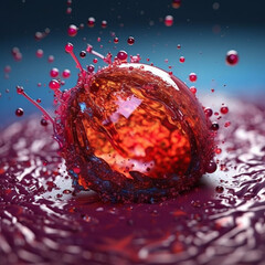 Aufkleber - An abstract surreal photograph of a Garnet splashed in bright paint.  Generative AI technology.