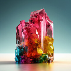 Fototapete - An abstract surreal photograph of a Tourmaline splashed in bright paint.  Generative AI technology.