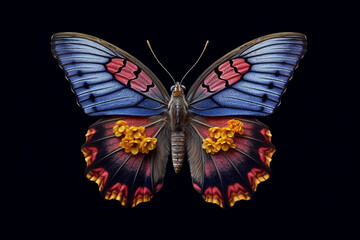 Fototapete - A delicate and colorful photograph of a butterfly perched on a flower, capturing its intricate wing patterns.  Generative AI technology.