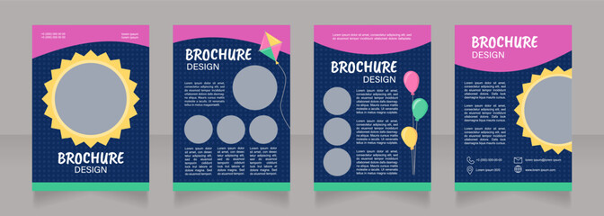 Wall Mural - preschool party announcement blank brochure design. template set with copy space for text. premade c